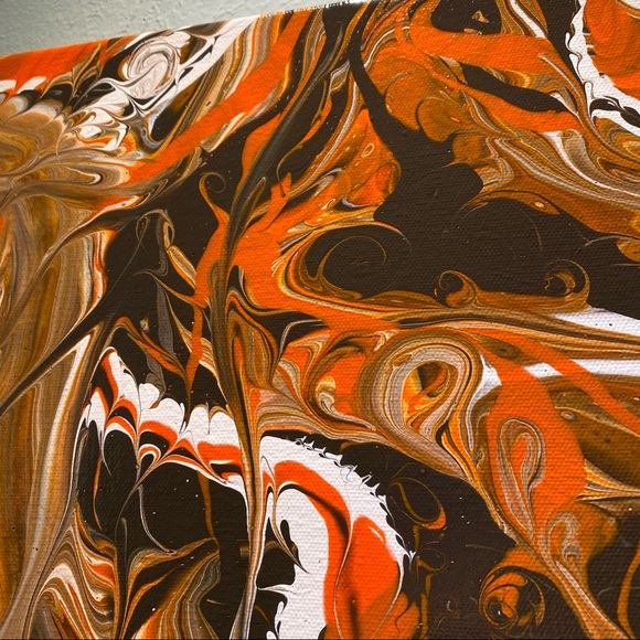 ❌SOLD Hand painted 11x14 abstract acrylic fluid pour art canvas painting brown - Picture 8 of 14